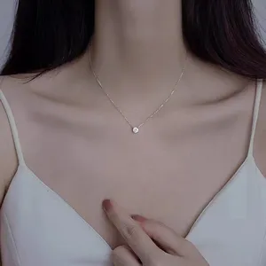 Collar de plata esterlina 925 cuatro garras circonita brillante cadena de clavícula