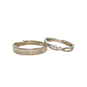 Anillos de pareja de plata S999 diseño madera y rama lujo minimalista moda versátil vista principal