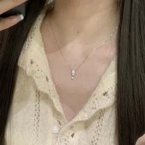 S925 Sterling Asimi Markiz Solitaire Kremasto Kolie Kleidas Kompso Gynaikeio Moda