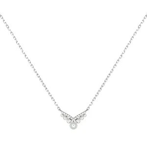Collar de plata S925 con perla y diamante para mujer cadena de clavícula elegante y moderna