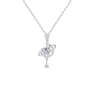 S999 plata sueño estrella luna corazón cristal colgante collar mujer joya regalo
