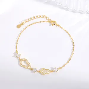 Pulsera de plata de ley 925 chapada en oro calabaza circonita detalle joya fina