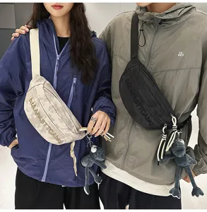 Tactical streetwear letter chest bag for men and women, casual large capacity crossbody waist bag.