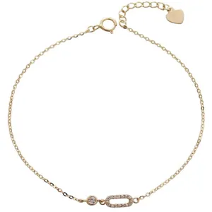 Elegant S925 sterling silver zircon anklet, delicate double charm design for women and girls.