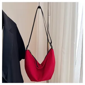 Bolso bandolera dumpling rojo, bolso crossbody de lona casual, gran bolso de cercanías