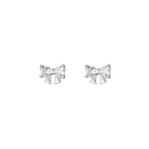 S999 Argent Sterling Boucles d'Oreilles Nœud Zircon Mini Puces Bijoux Vue Principale