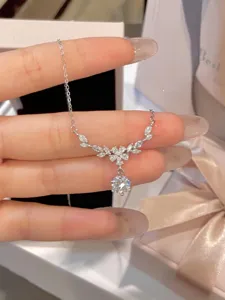 S925 sterling silver dazzling floral wheat necklace with zircon clavicle chain jewelry
