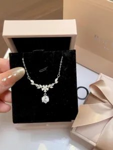 S925 sterling silver brilliant floral zircon wheat necklace elegant clavicle chain for women