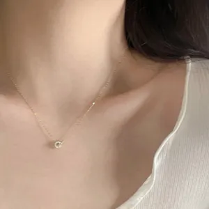 Collier pendentif double anneau entrelacé en argent S925 plaqué or 18k bijou