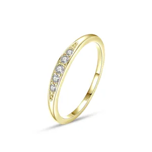 Anillo de plata S925 chapada en oro circonita alianza fina apilable mujer moda chic