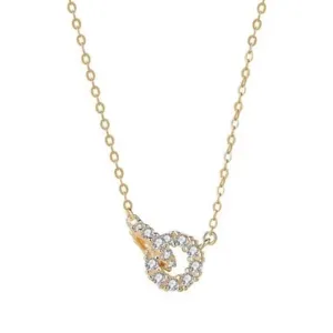 collier double anneau entrelacé en argent sterling plaqué or 18k zircone chic