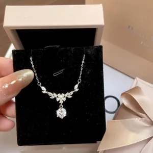 S925 sterling silver floral wheat cubic zirconia necklace for women elegant clavicle chain
