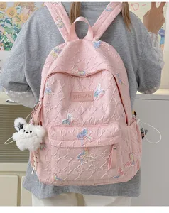 Rosa gesteppter Schmetterling Rucksack große Kapazität Schulranzentasche für Mädchen