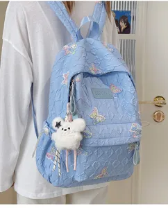 Niedlicher blauer Schmetterling bestickter Rucksack grosse Kapazitat fur Madchen Alltag