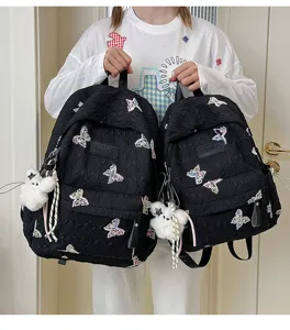 Süßer Schmetterling Karo Damen Rucksack große Kapazität für Schule Reisen Alltag