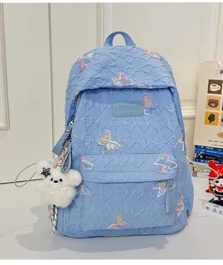 Süßer gesteppter Schmetterlings-Rucksack für Damen und Studenten, große Kapazität Freizeit.