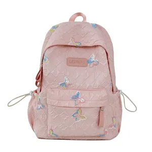 Rosa gesteppter Rucksack mit Pailletten Schmetterling süße Schultasche für Damen Reise