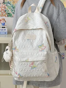 Süßer Schmetterling bestickter gesteppter Canvas Rucksack für Damen große Kapazität Reisetasche