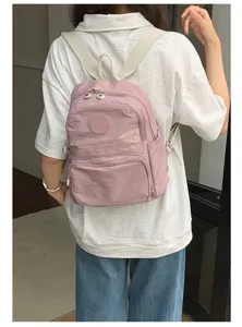 Sac à dos étudiant en tissu oxford rose pour usage quotidien, grand sac de voyage.