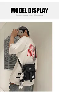 Bolso cruzado negro para hombre streetwear bolso de hombro casual messenger diario chic