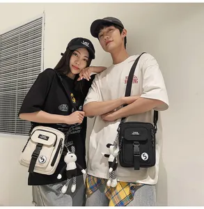 Bolso cruzado de lona informal para hombre y mujer diario elegante bolso pequeño