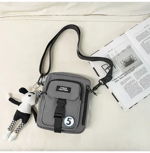 Bolso bandolera informal de lona gris para hombre ideal para el uso diario y desplazamientos