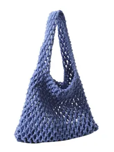 Sac cabas de plage évidé tissé à la main pour femmes, sac à main d'été élégant.
