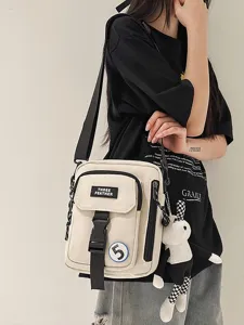 Bolso Bandolera Casual de Nailon para Hombre Estilo Japonés Bolso Crossbody de Commuting Diario Color Sólido Bolso Mensajero de Moda