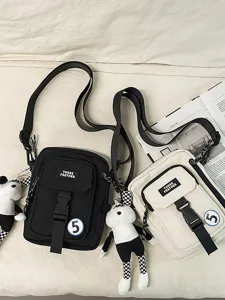 Bolso bandolera informal de lona para hombres y mujeres, mini bolso diario práctico.
