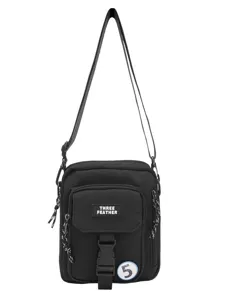 Bolso bandolera negro de lona para hombre, pequeño bolso mensajero informal con correa ajustable.