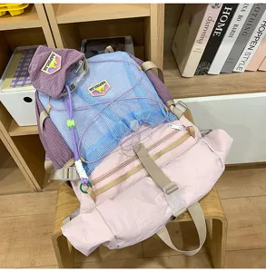 Pastel college style large capacity roll top student backpack for daily school and travel use