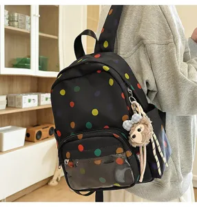 Mochila casual linda de lunares bolsa escolar para estudiantes gran capacidad estilo japón