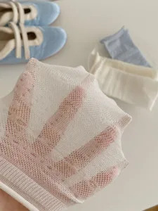 Spring summer thin mesh breathable silk mid-tube socks sweet rolled edge ruffle socks