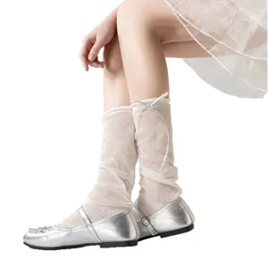 Ultradunne, transparente beenwarmers voor dames in balletstijl, kanten stapelsocken.