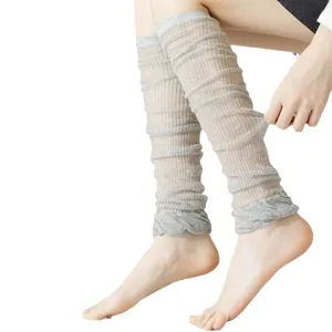 Femmes lolita rayé protection solaire jambières ballet style mince tricot chaussettes