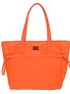 Borsa a tracolla in nylon arancione, borsa casual per il lavoro quotidiano con doppi manici.