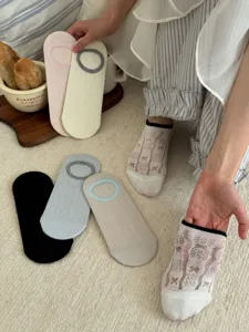 Summer thin women boat socks breathable invisible short socks with cute bows and low cut design