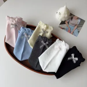 Süße Damen Rüschen Schleife Socken, dünne Baumwolle süße tägliche Freizeitsocken.