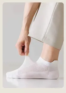 Atmungsaktive Herren Mesh Kurzsocken, sommerliche einfarbige Baumwoll Bootssocken für Alltag.