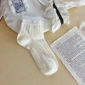Femme été fin blanc résille volants chaussettes doux mignon décontracté respirant vêtements