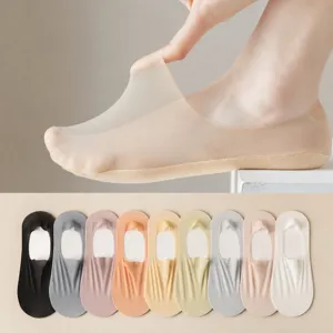 Dames Zomer Dun Mesh Ademend Laag Gesneden Onzichtbare Sokken Effen Kleur Antislip Korte Sokken Casual Dagelijks