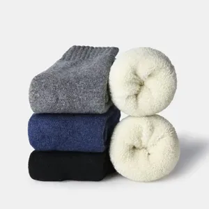 Calze Termiche Calde Invernali Unisex Tinta Unita Morbide Confortevoli Ispessite in Lana Casual Quotidiane