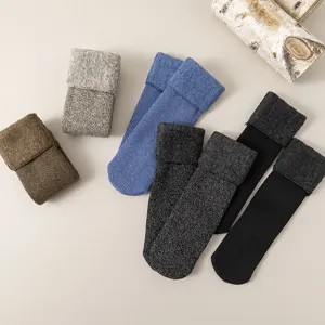 Calcetines Térmicos de Nieve para Hombre de Invierno Calcetines de Media Caña de Mezcla de Lana Cálidos Espesados