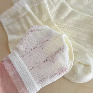 Chaussettes femme maille fine d'été design nœud creux doux respirant chaussettes courtes mode