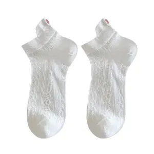 Comfortable breathable women cotton short socks solid white spring summer ankle socks