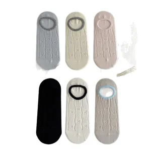 Women summer thin low cut boat socks breathable cotton bow invisible socks 6 pairs pack