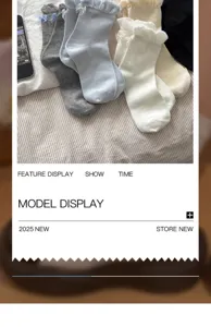 Cute ruffles bow mid-tube socks for women, sweet Japanese style cotton daily wear socks.