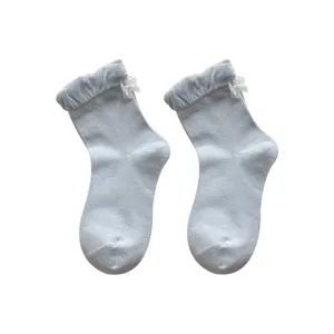 Women's Cute Bowknot Lace Trim Crew Socks Cotton Breathable Sweet Ins Style Casual Daily Wear Spring Summer Socks