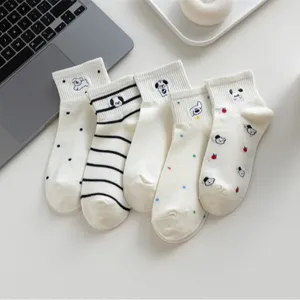Women cute cartoon puppy embroidery short socks summer thin breathable casual cotton ankle socks