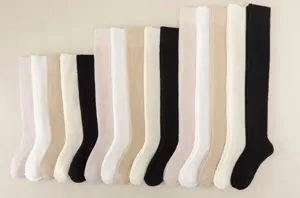 Thickened warm winter long socks for women, fleece lined cotton knee high stockings.
